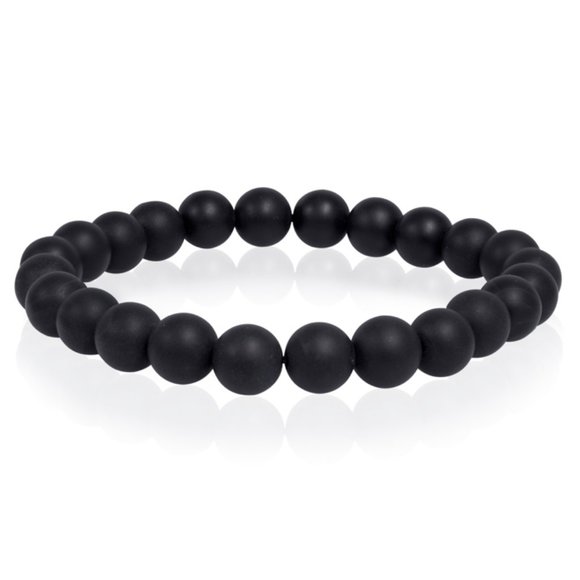 ITALGEM STEEL Men Onyx Stretch Bead Bracelet.